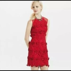 Anthropologie Thistlepearl red floral lace mini dress size 4